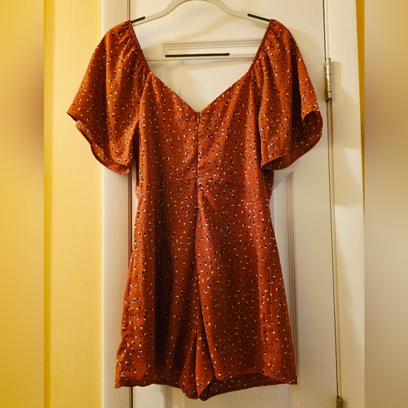 Emory Park Women's Rust Button-Front Romper - Size Medium - Picture 5 of 6